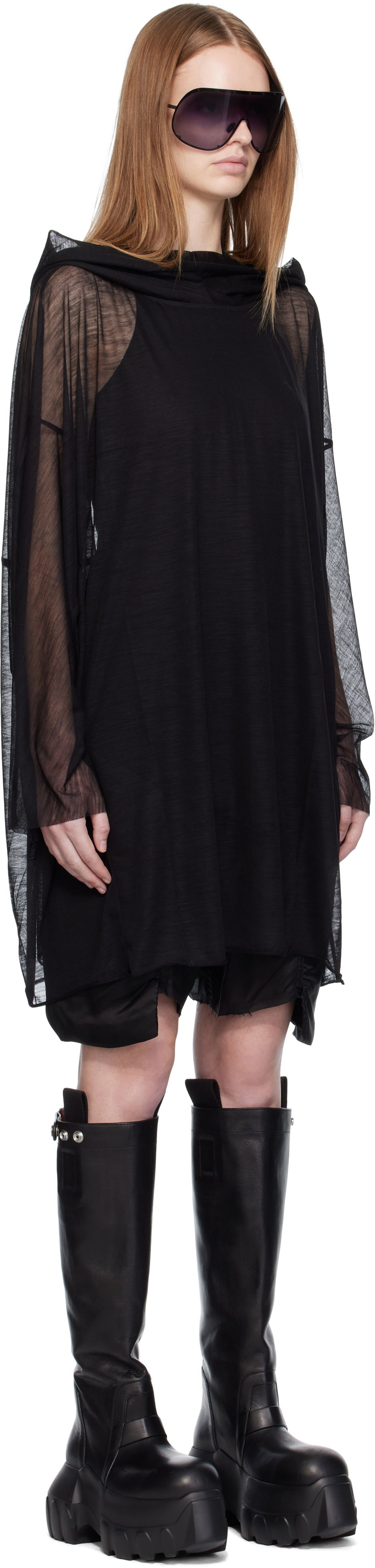 Sweatshirt Rick Owens Rick Owens Concordians Hooded Tunic Sort | RP02E4536 JWR, 1