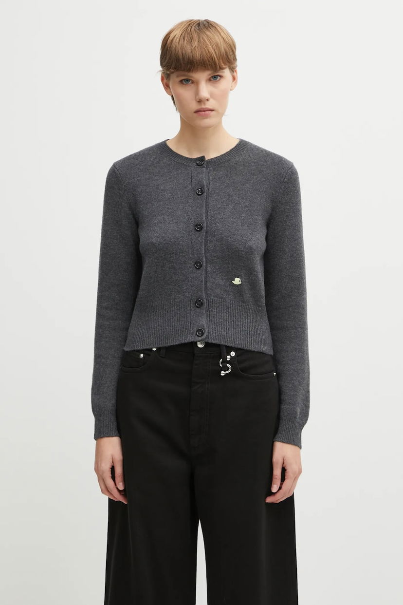 Sweater JW Anderson JW Anderson Contrast Embroidery Cardigan Grå | KW1447.YN0447