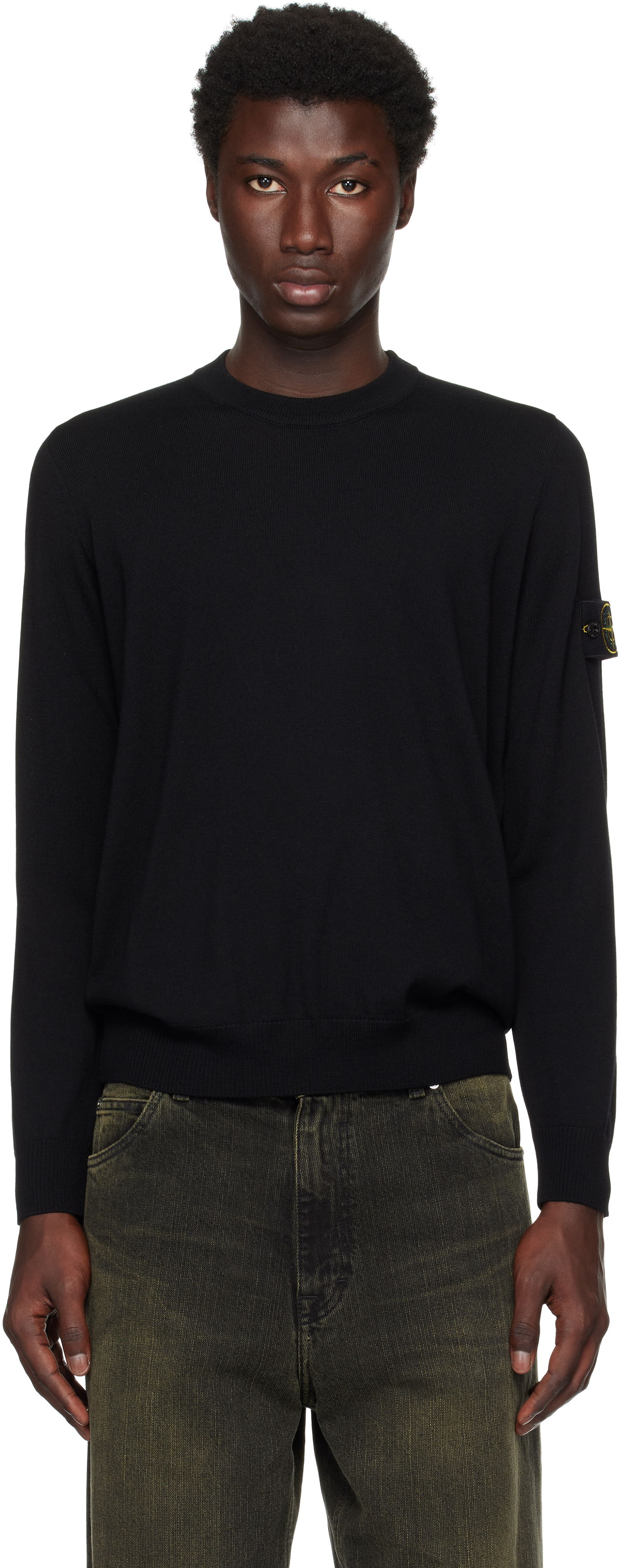 Sweatshirt Stone Island Stone Island Light RWS Geelong Wool Sweatshirt Sort | K2S15 5100071 S00C4, 0