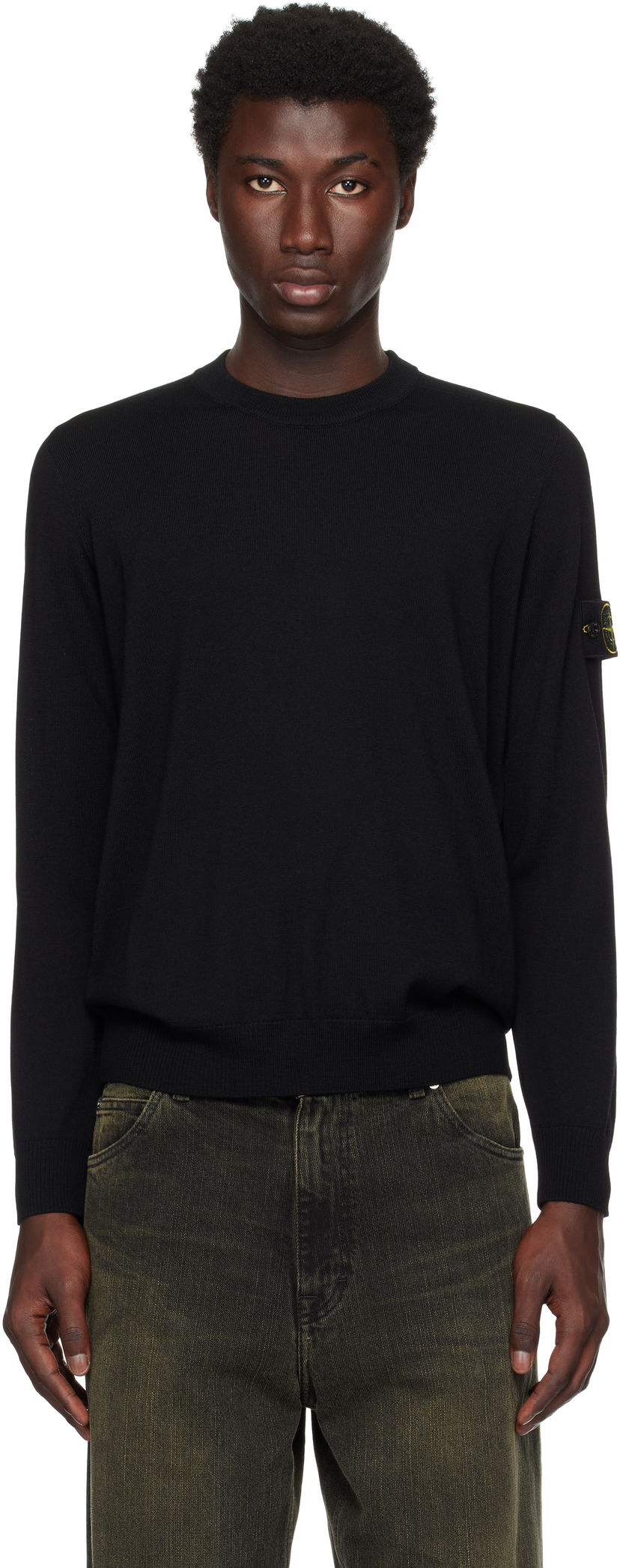 Sweatshirt Stone Island Stone Island Light RWS Geelong Wool Sweatshirt Sort | K2S15 5100071 S00C4