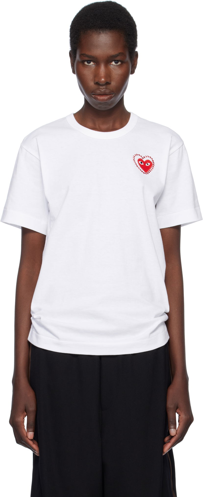 T-shirt Comme des Garçons PLAY Metal Stone Emblem Heart T-Shirt Hvid | AX-T802-051