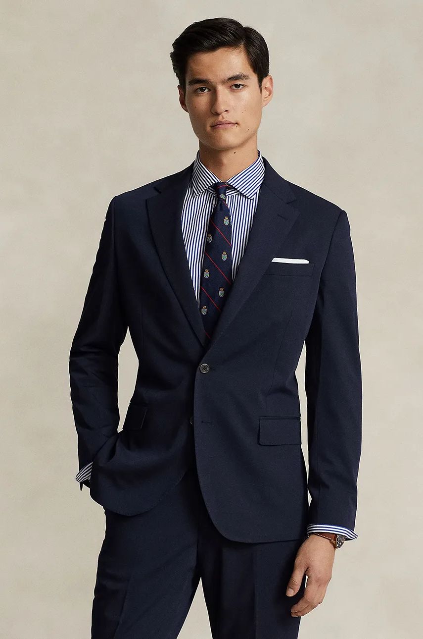 Bukser Polo by Ralph Lauren Navy Blue Wool Blend Blazer Mørkeblå | 715921717, 0