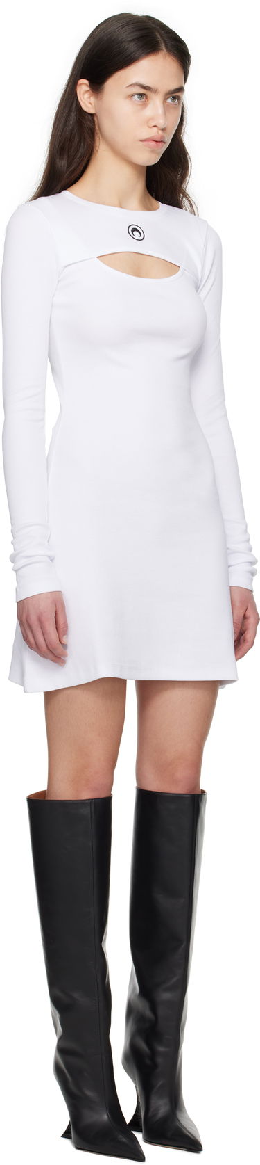 Kjole Marine Serre Marine Serre Moon Logo Ribbed Minidress Sort | WDR346A CJER0011, 4