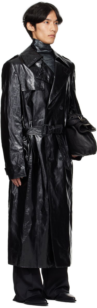Frakker Maison Margiela MM6 Maison Margiela Shiny Coated Linen Coat Sort | SH2AH0011 M35617, 1