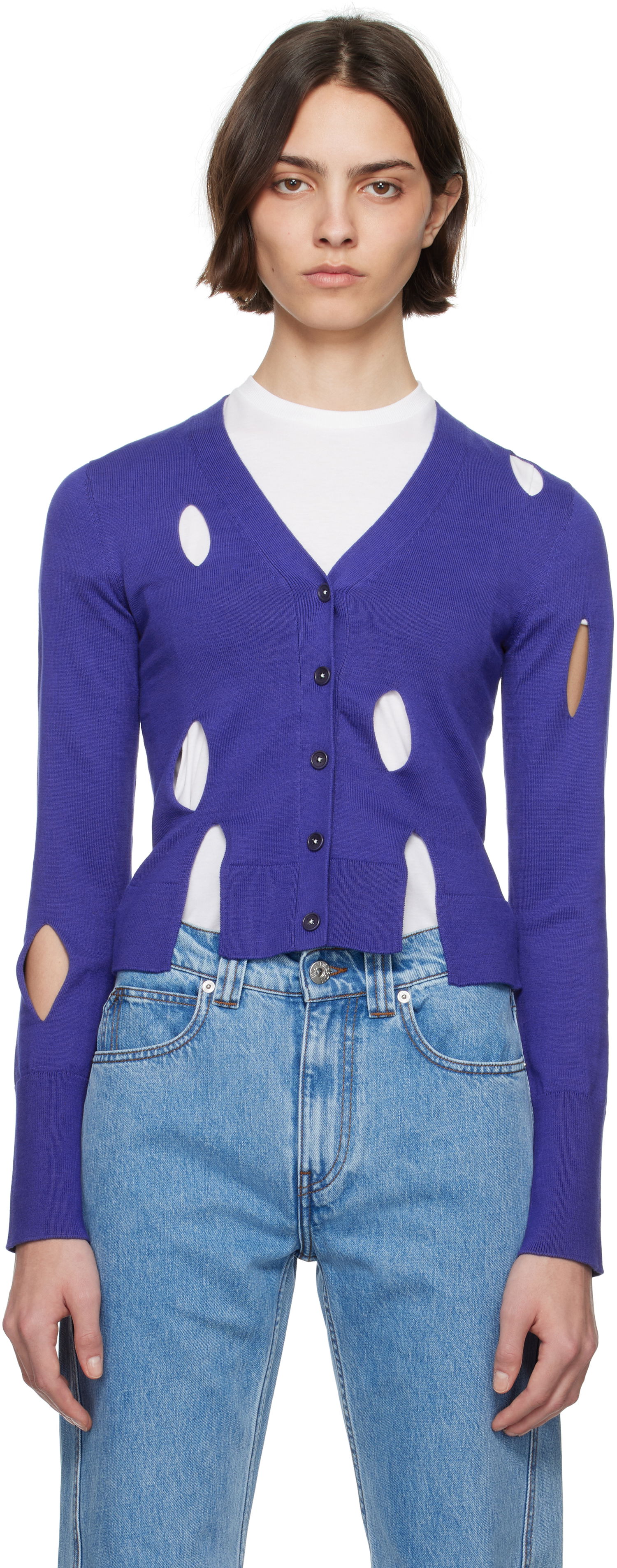 Sweater JW Anderson JW Anderson Slit Cardigan Lilla | KW1413-YN0440, 0