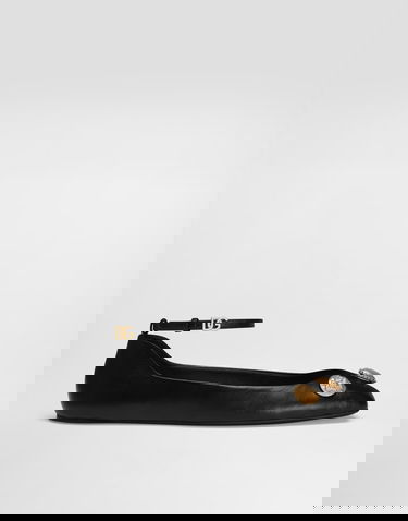 Tilbehør Dolce & Gabbana Dolce & Gabbana Leather Ballet Flats with Embroidered Detail Sort | CB0269AO03380999, 0