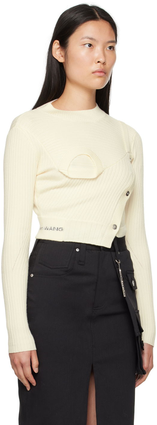 Sweater Feng Chen Wang Feng Chen Wang Ribbed Asymmetrical Sweater Beige | FWF16KT02, 1