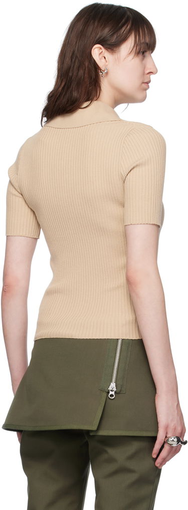 Polo skjorte Courrèges Courrèges Ribbed Knit Polo Shirt Beige | VESMPO029FI0001, 2