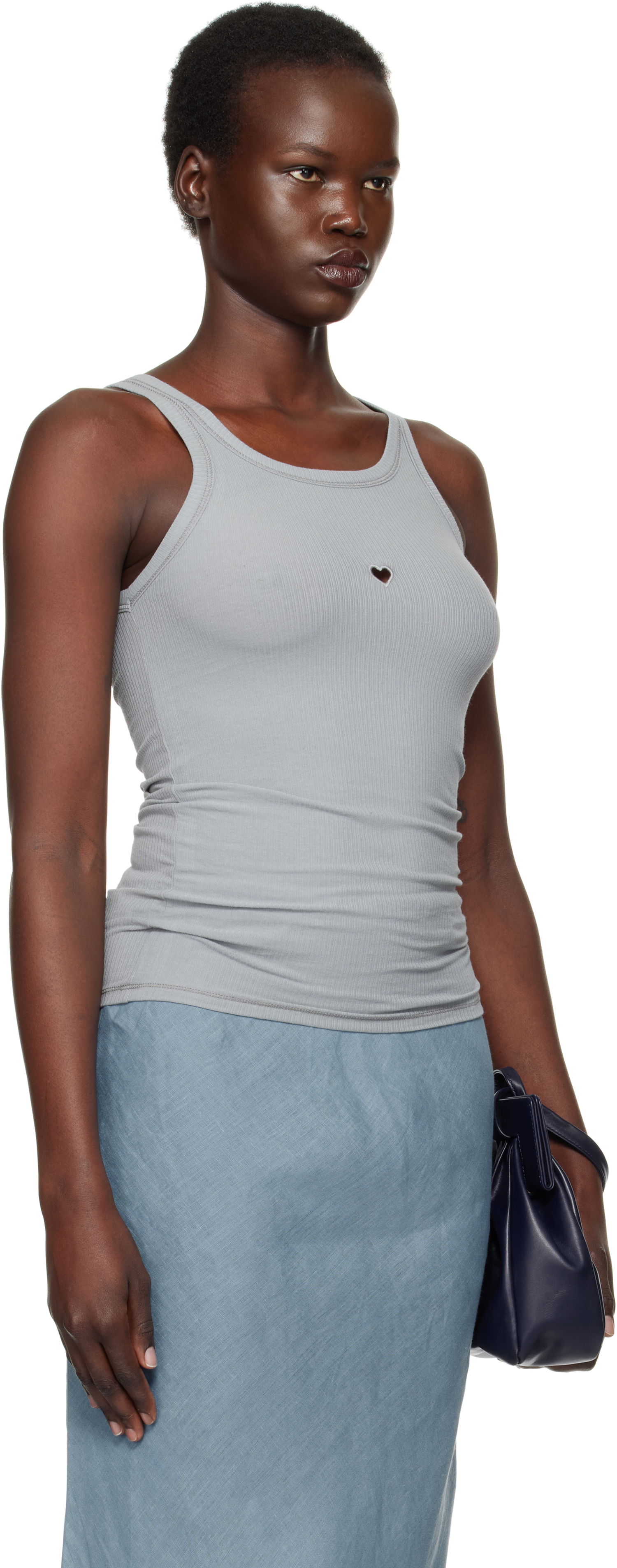 Tanktop Baserange Heart Cutout Ribbed Tank Top Grå | TOHT-RB-SP25, 1