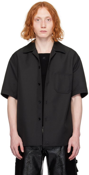 Skjorte Courrèges Short Sleeve Button-Up Shirt Sort | 124CCH023PL0056, 0