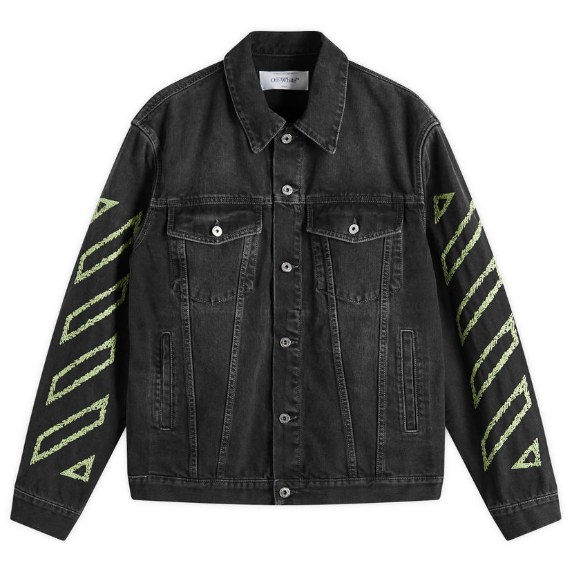 Jakke Off-White Off-White Diagonal Outline Denim Jacket, Size Large Sort | OMYE09BS25DEN0041350