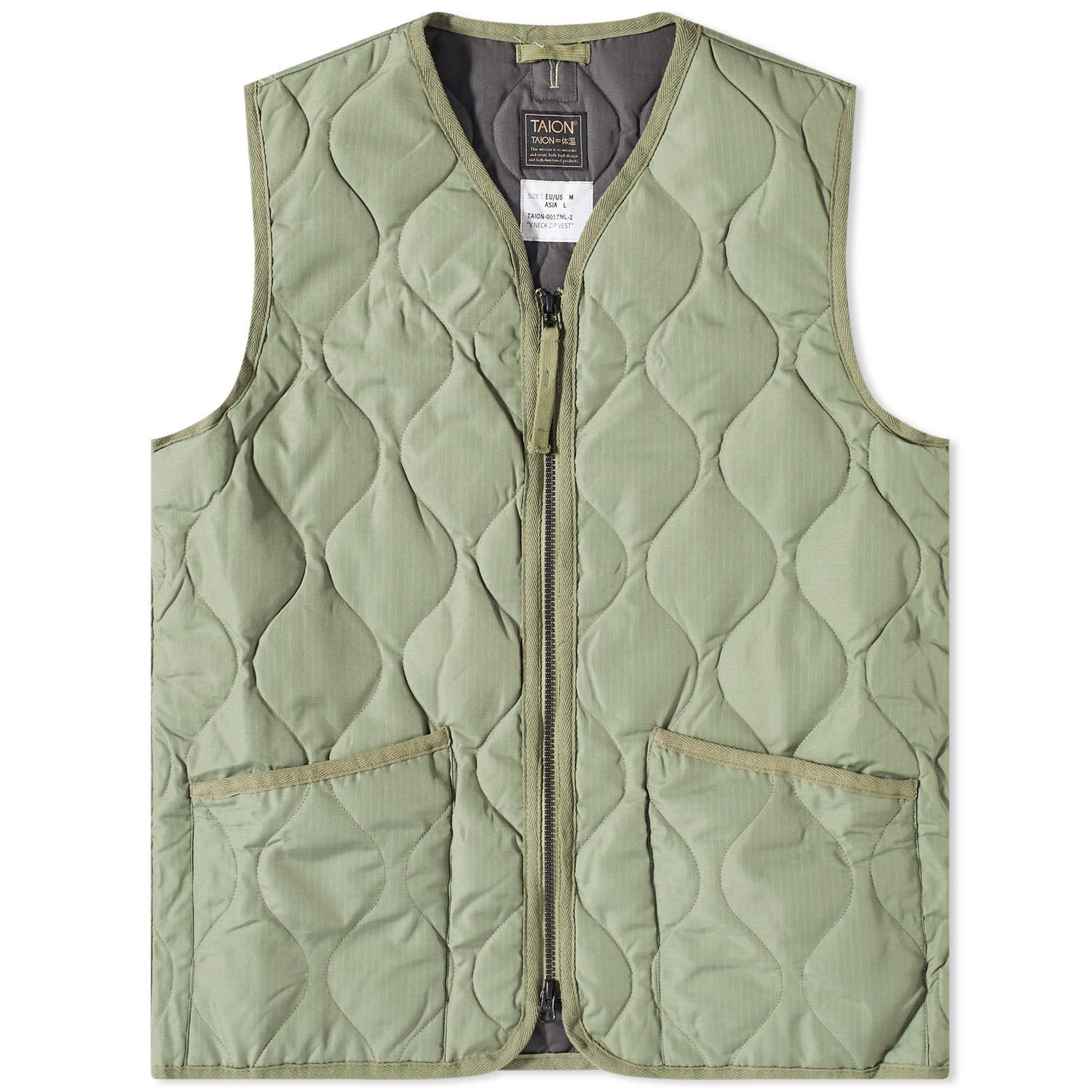 Vest TAION Military Zip Down Vest Grøn | TAION-001ZML-1-SGN, 0