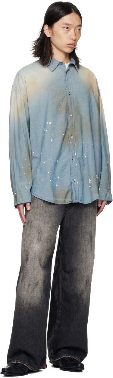 Skjorte Acne Studios Acne Studios Paint Splatter Button-Up Shirt Blå | BB0633-, 3