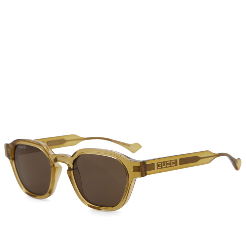 Solbriller Gucci La Piscine Sunglasses Yellow/Brown Brun | GG1730S-003