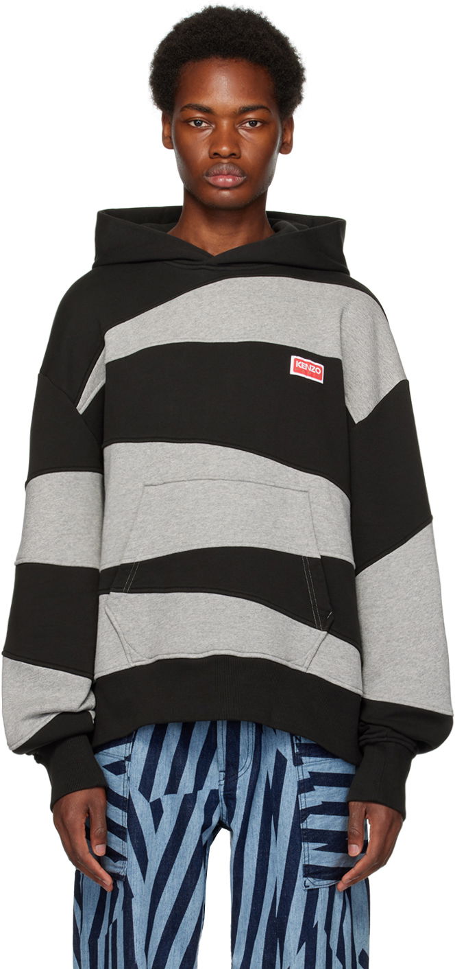 Sweatshirt KENZO Paris Dazzle Stripe Hoodie Grå | FD65SW0624MB, 0