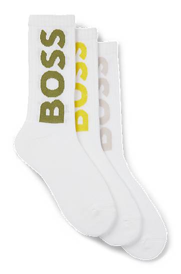 Sokker BOSS Three-Pack of Short Logo Socks Hvid | 50524259