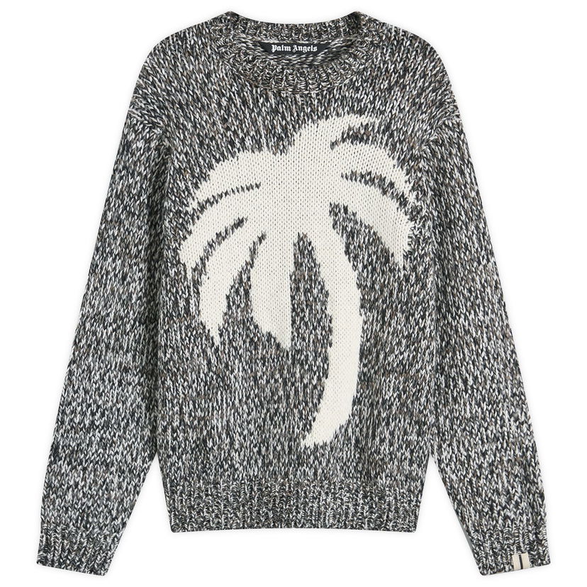 Sweater Palm Angels Melange Palm Knit Grå | PMHE066F24KNI0010803