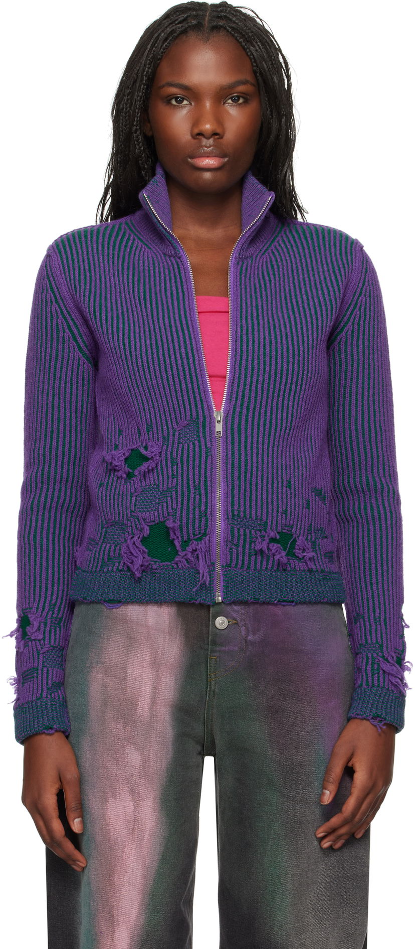 Sweater Maison Margiela Zipped Turtleneck Jacket Lilla | S62AN0133 M13076