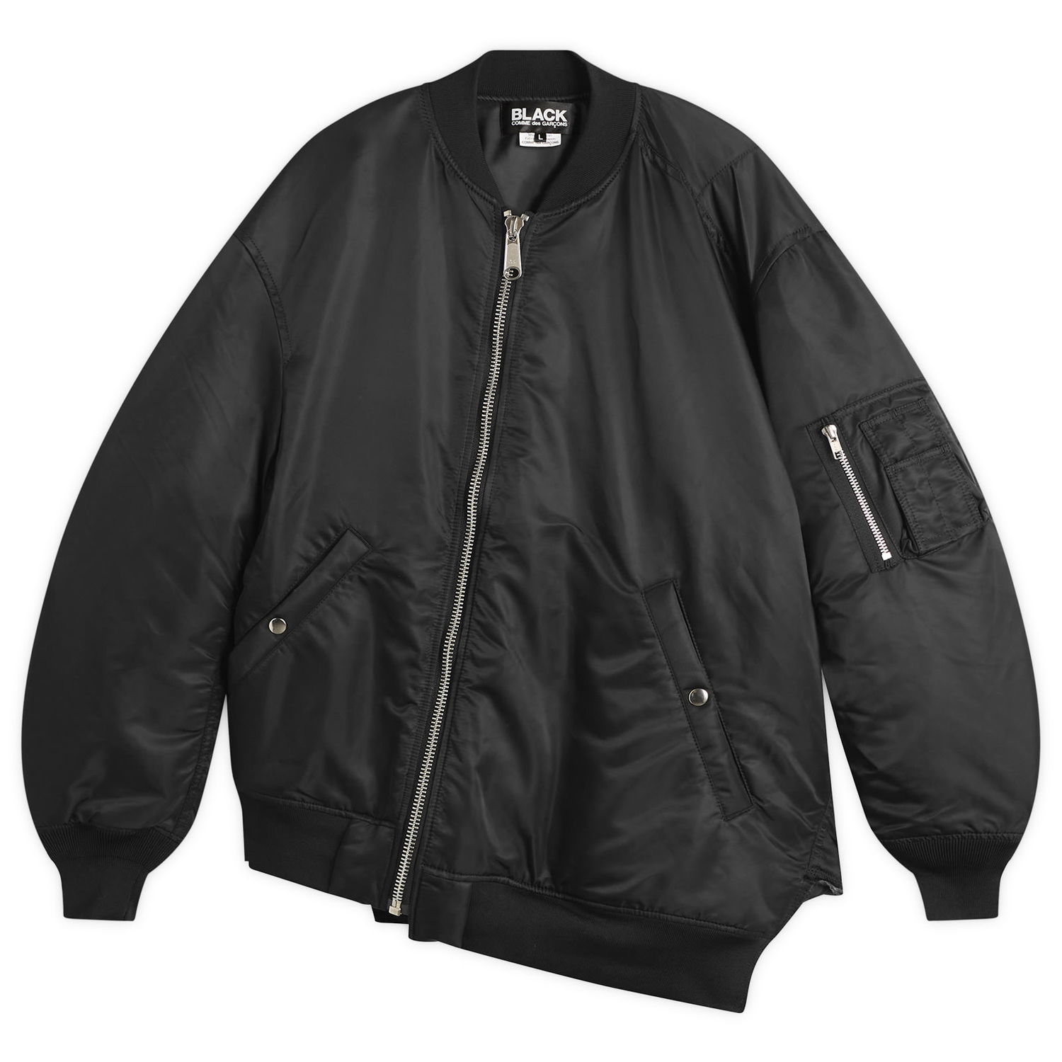 Bomberjakke Comme des Garçons Comme des Garçons BLACK Asymmetric Bomber Jacket Sort | 1P-J011-W25-1, 0