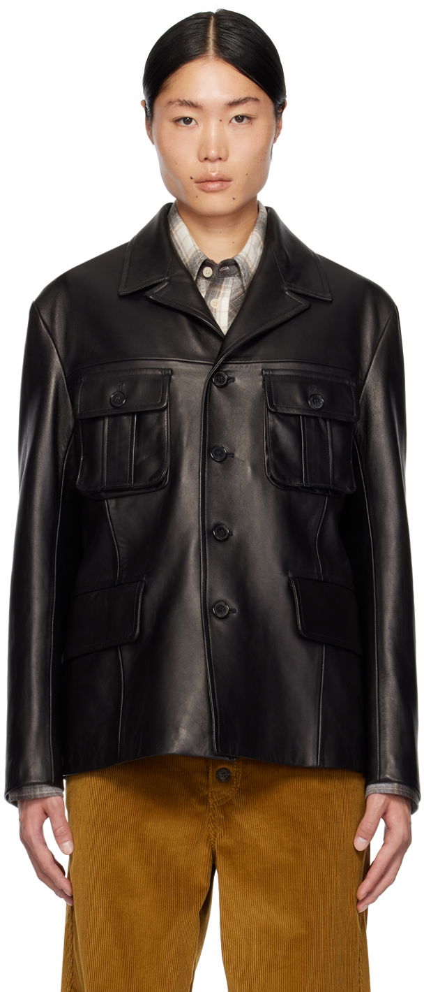 Jakke Paul Smith Paul Smith Commission Edition Leather Jacket Sort | M1R-462Y-L02186-79
