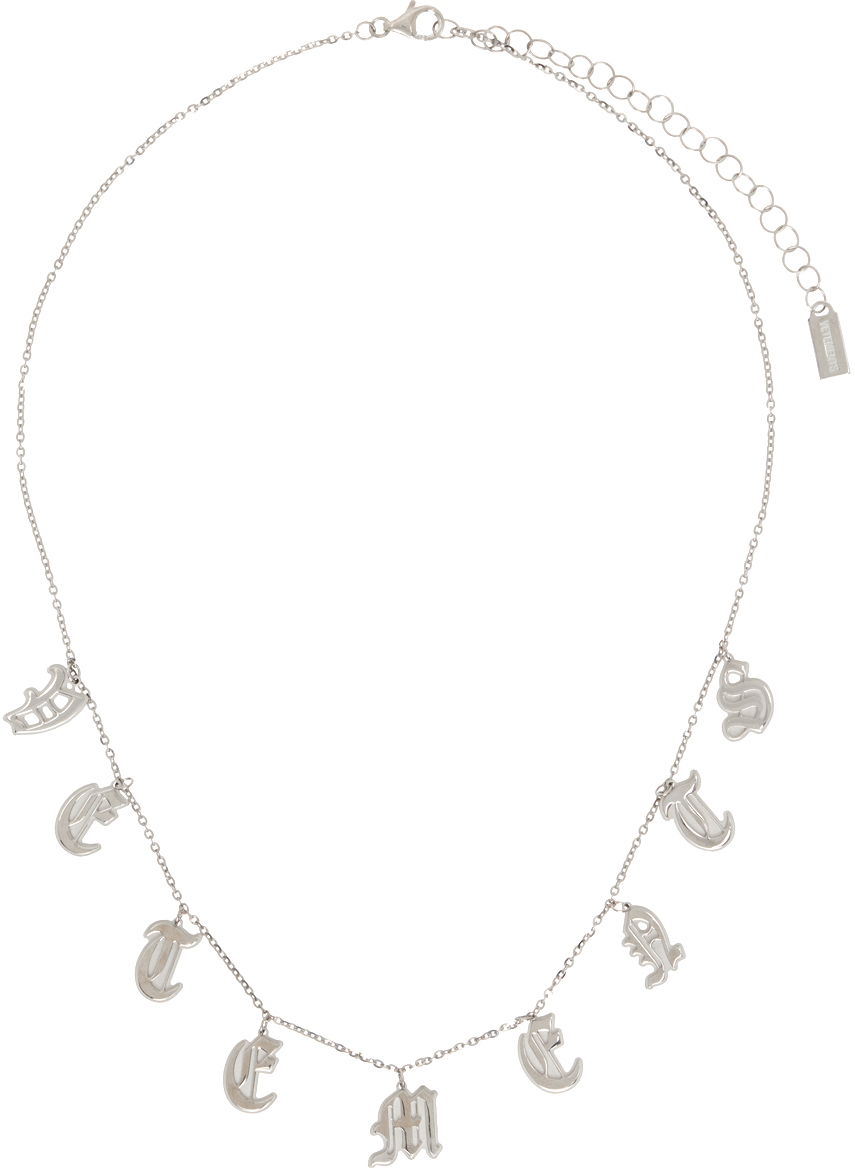 Halskæde VETEMENTS Gothic Letters Logo Necklace Grå | UE64NE130S, 0