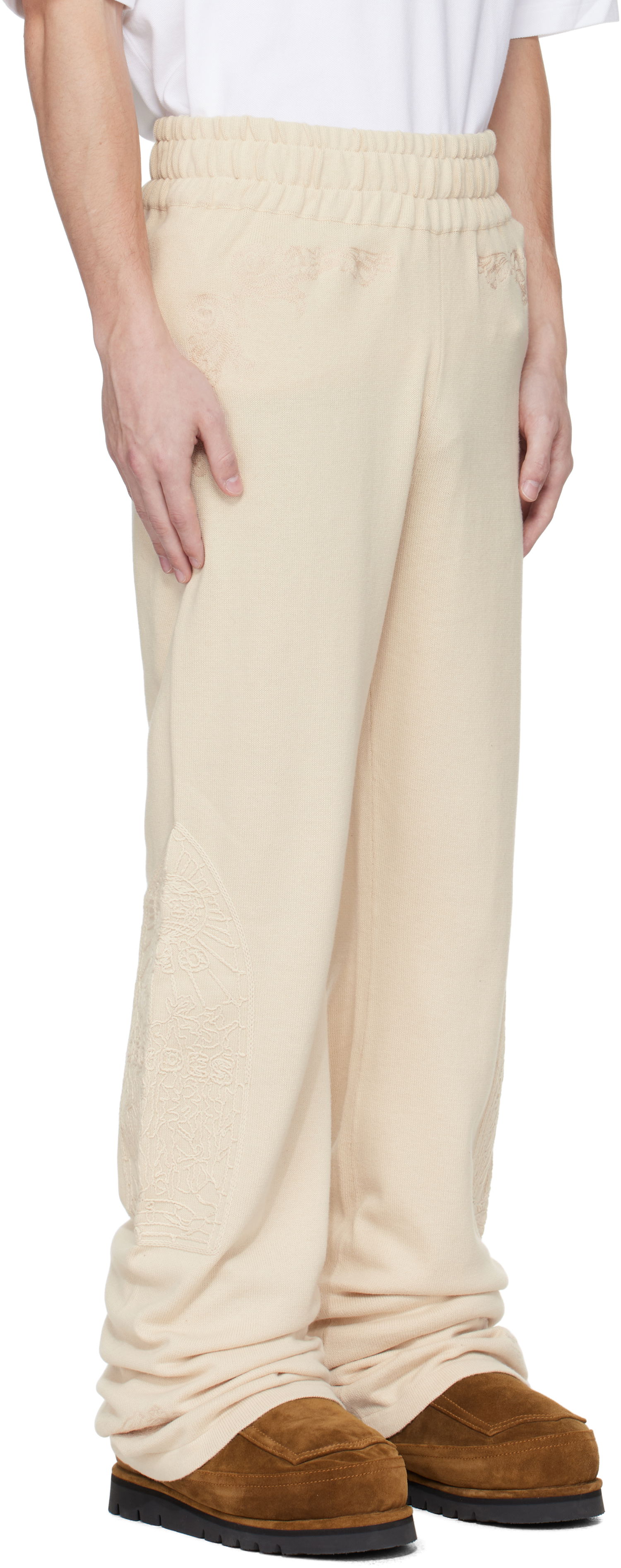 Joggingbukser Who Decides War Who Decides War Low Stained Glass Embroidered Sweatpants Beige | 1120820022SS25, 1