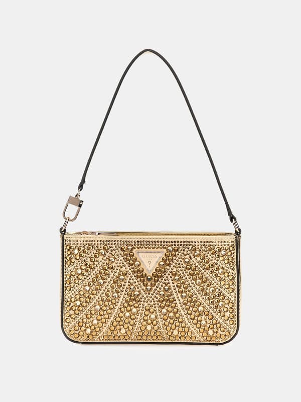 Håndtaske GUESS Mini Shoulder Bag With Rhinestones Gul | HWXG9528720