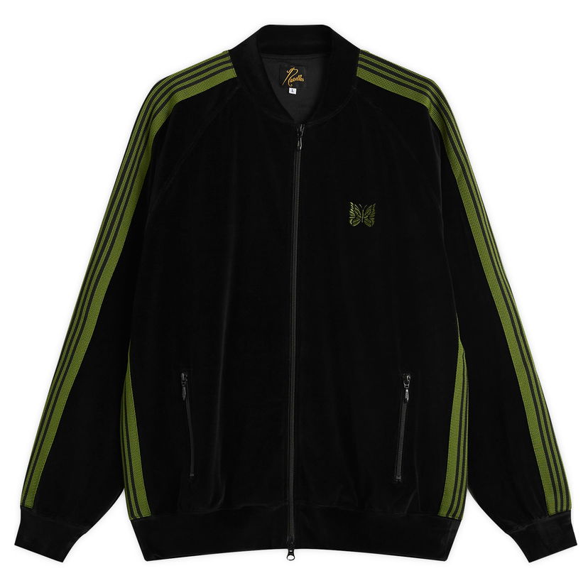 Bomberjakke Needles Velour Rib Collar Track Jacket Sort | RW323-C