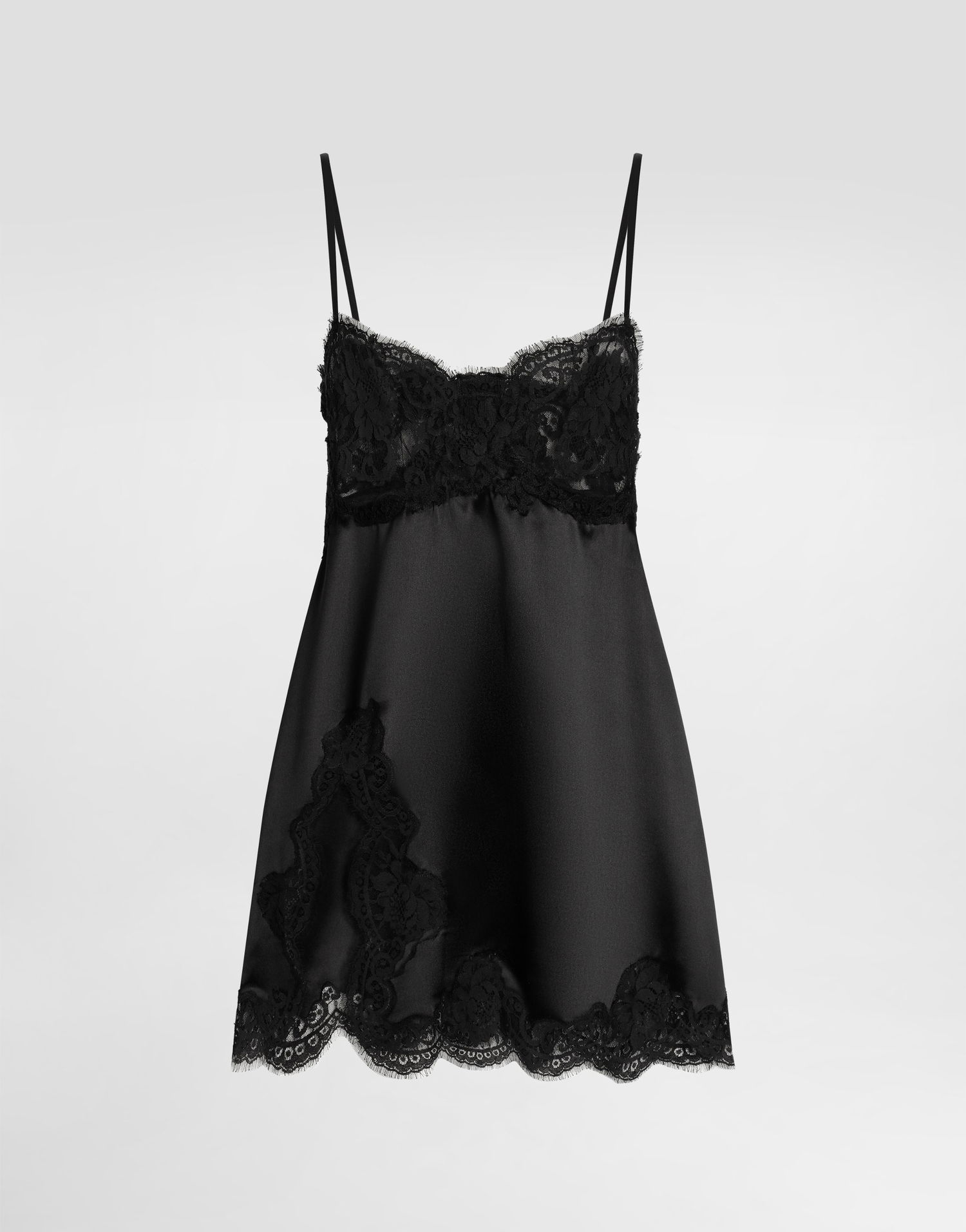 Kjole Dolce & Gabbana Dolce & Gabbana Soft Satin Lace Dress Sort | F60E7TFU1NUN0000, 0