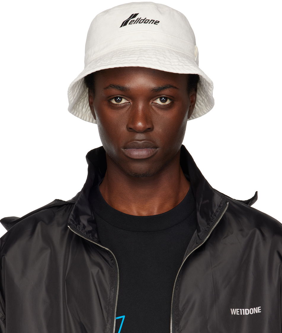 Hat We11done We11done Washed WD Logo Bucket Hat Hvid | WD-AH3-22-426-U-WH, 0