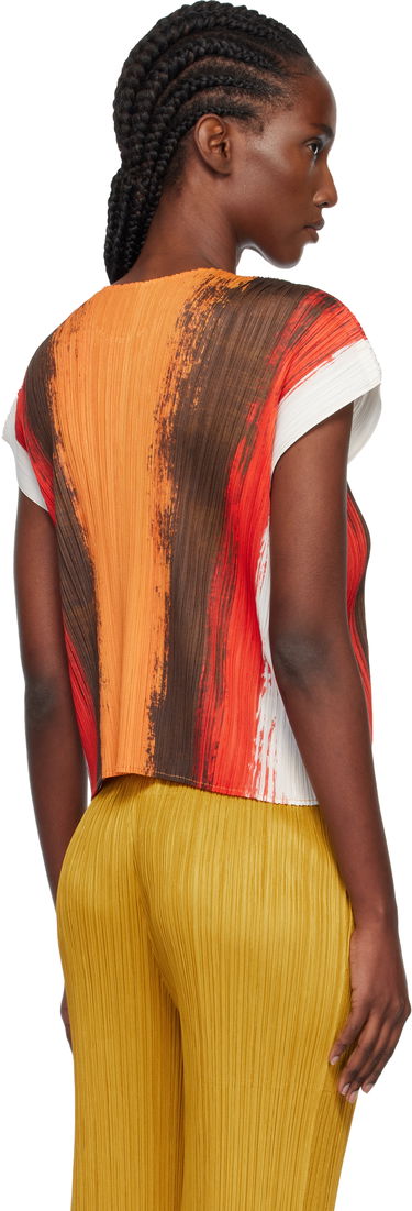 T-shirt Pleats Please Issey Miyake PLEATS PLEASE ISSEY MIYAKE Pleated Short Sleeve Brushstroke Top Flerfarvet | PP58JK672, 2