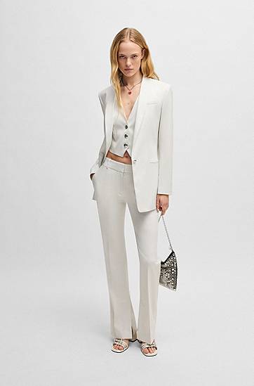 Bukser BOSS Slim-Fit Shimmer Trousers Hvid | 50537747, 1