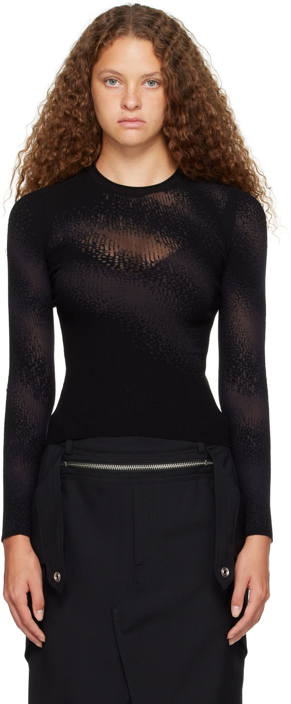 Sweater Dion Lee Dion Lee Burn Out Long Sleeve T-Shirt Sort | C7201P23
