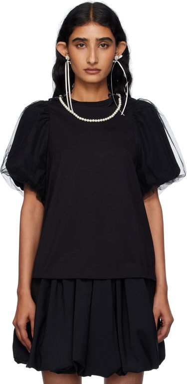 T-shirt Simone Rocha Simone Rocha Embellished Tulle Overlay Puff Sleeve T-Shirt Sort | 5397B 0553, 0