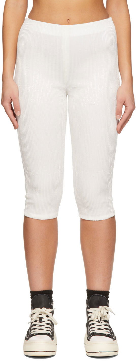Shorts We11done We11done Sequin Cycling Shorts Hvid | WD-PT1-22-295-W-WH