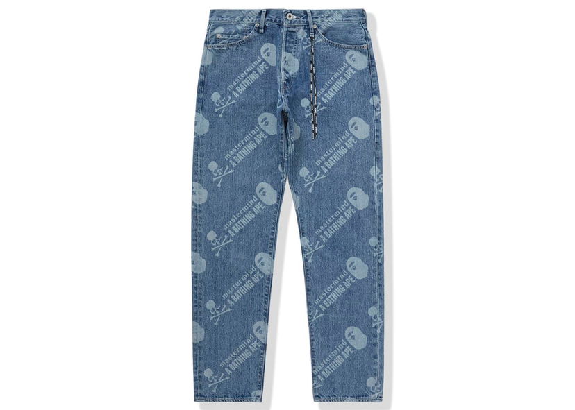 Bukser BAPE BAPE x Mastermind Washed Denim Pants Blue Indigo Blå | MVBJN150901MH
