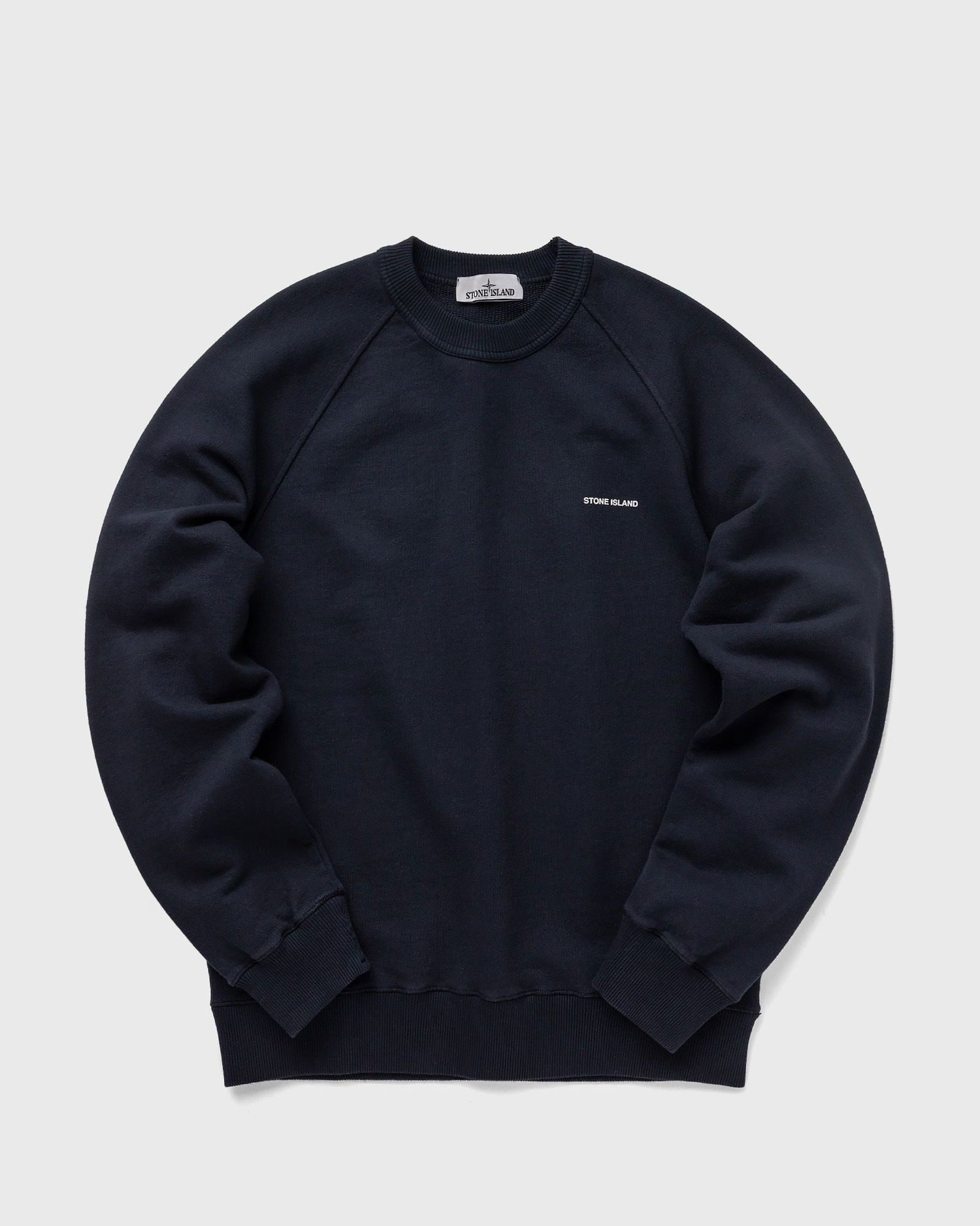 Sweater Stone Island Logo Flocked Crewneck Sort | 801560755.V0020, 0