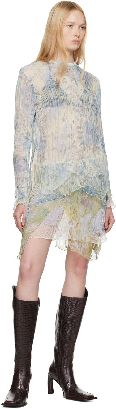 Kjole Diesel Diesel K-Aasmos-A Sheer Layered Long Sleeve Top Blå | A18017 0AFBT, 3