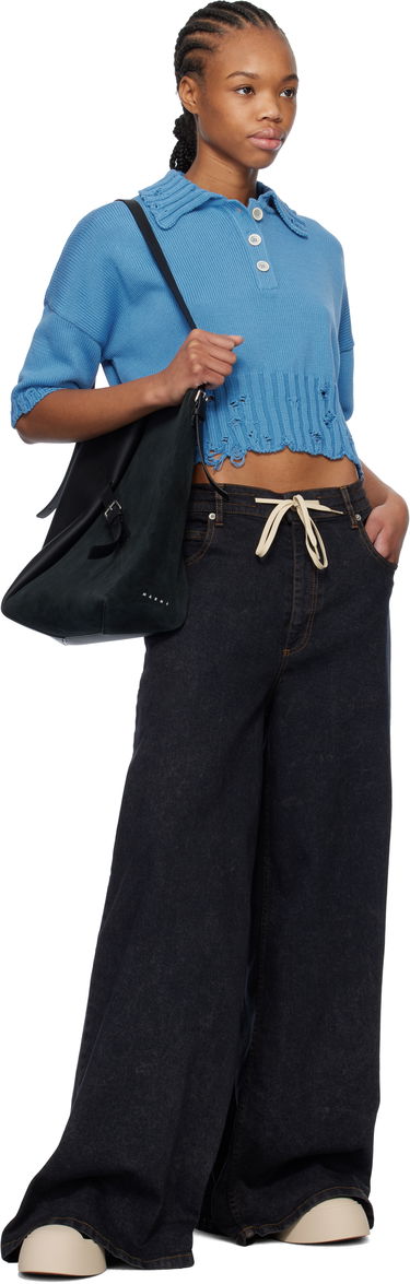 Skuldertaske Marni Marni Reverse Leather and Suede Tote Sort | SBMP0190U2 P8199, 3