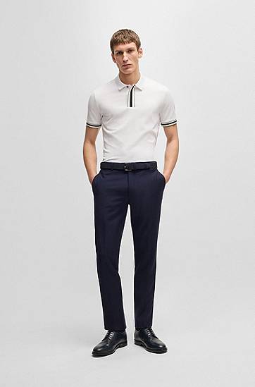 Polo skjorte BOSS Interlock Cotton Polo Shirt with Contrast Tipping Hvid | 50486186, 1