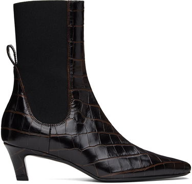 Tøj TOTEME TOTEME 'The Mid Heel' Croc-Embossed Leather Ankle Boots Brun | 231-907-847, 0