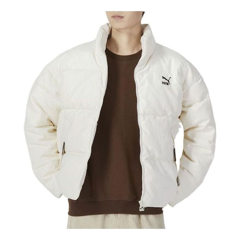Puffer jakke Puma Corduroy Puffer Jacket Hvid | 535581-65