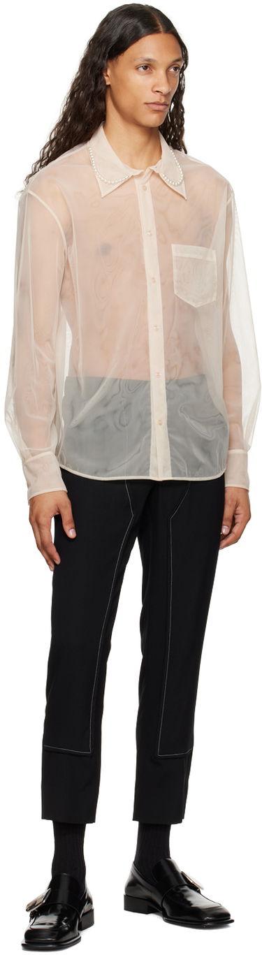 Skjorte Simone Rocha Simone Rocha Pearl Organza Shirt Beige | 5289B 0069, 3
