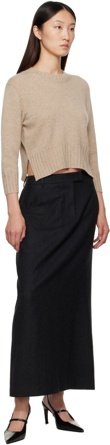 Sweater Loulou de Saison Loulou de Saison Mora LDS Cropped Cashmere Sweater Beige | MORA LDS, 3