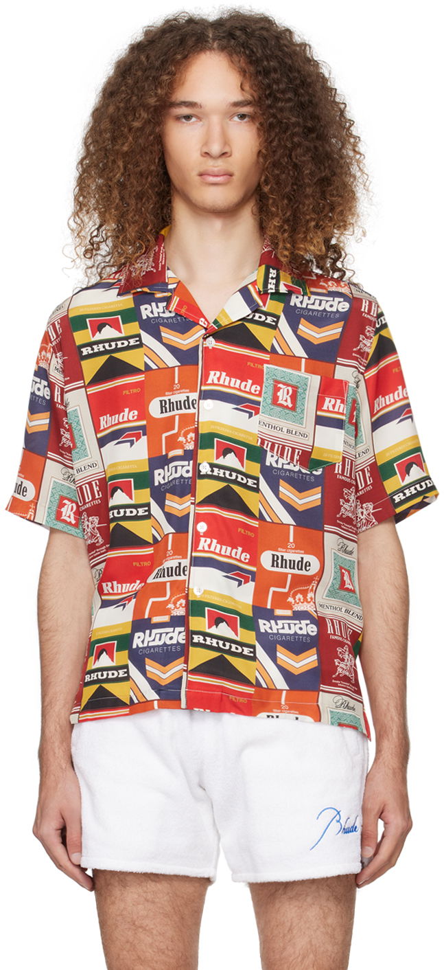 Skjorte Rhude Printed Shirt Flerfarvet | RHPS24SR04174362, 0