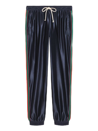 Bukser Gucci Shiny Jersey Pant Mørkeblå | 655343 XJDF1 4330