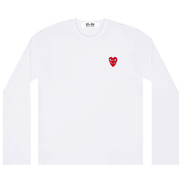 T-shirt Comme des Garçons PLAY Double Heart Long-Sleeve T-Shirt Hvid | AZ T292 051 2, 0