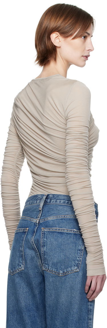 T-shirt AGOLDE Twist Long Sleeve T-Shirt Beige | A7317-1618, 2