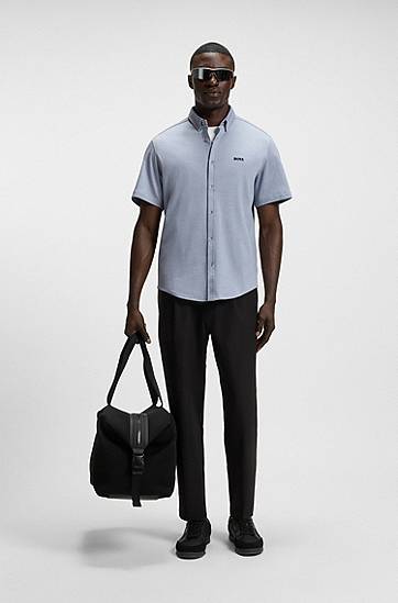 Skjorte BOSS Regular-Fit Cotton Jersey Shirt Blå | 50544784, 1