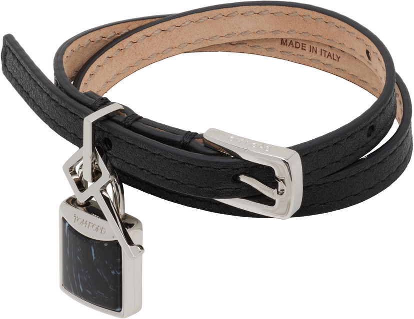 Armbånd Tom Ford TOM FORD Leather Stone Wrap Bracelet Sort | JW158-LHD001S